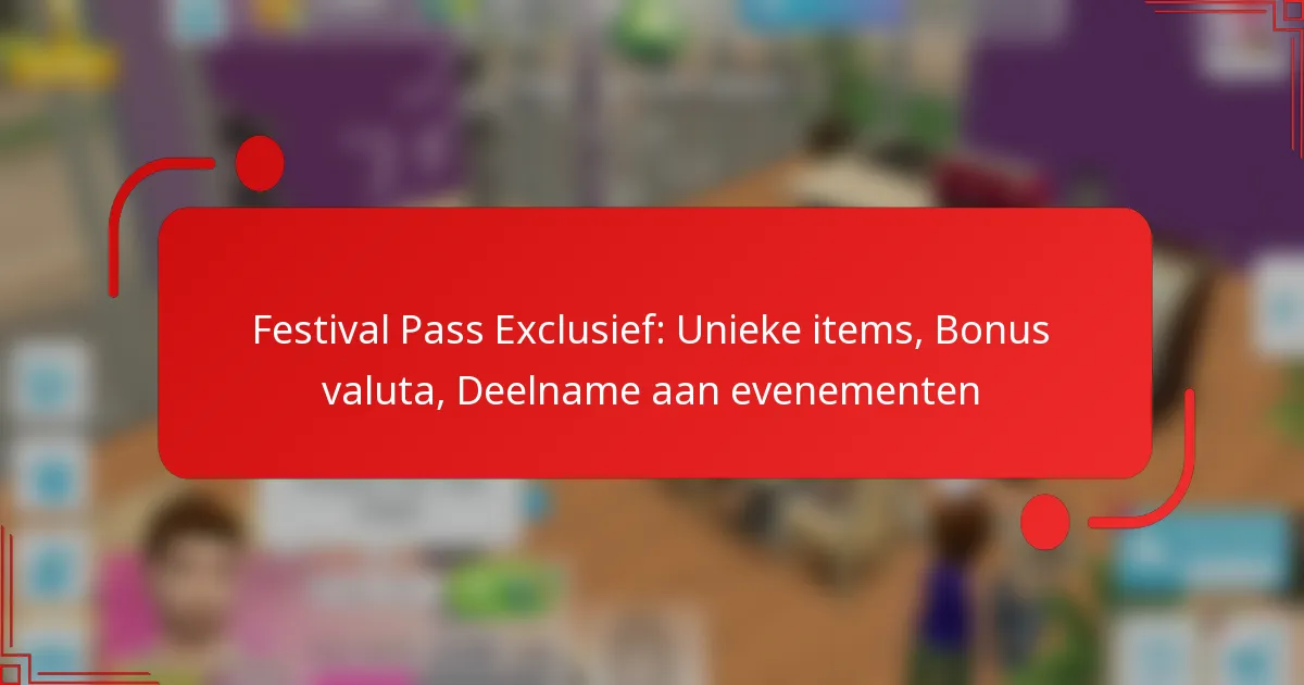 Festival Pass Exclusief: Unieke items, Bonus valuta, Deelname aan evenementen